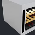 Sleek White Wine Cooler With Glass Door And Golden Wine Racks Holding Wine Bottles