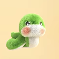 Cute Green Cartoon Snake Toy With Big Eyes Pink Cheeks And Soft Body