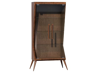 Modern Wooden Decorative Cabinet With Sleek Legs And Storage Doors 3d model