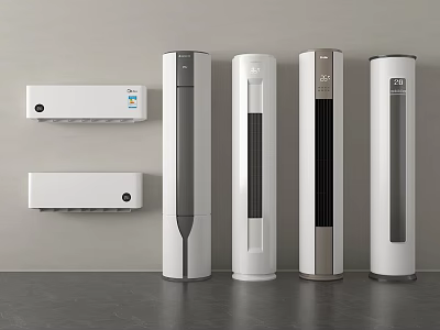 Multiple Modern Air Conditioner Fan Styles Including Wall Mounted And Floor Standing Models 3d model