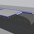 107 National Highway Service Area With Blue Roof Parking Lot Cars Bus And People