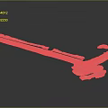 Blue Long Strip Structure With Curved And Broken Parts On Gray Background