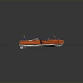 Classic Wooden Speedboat With Steering Wheel And Flag Sailing On Blue Water