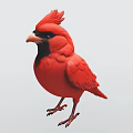 Vibrant Red Cardinal Bird with Black Facial Mask Orange Beak in Standing Pose