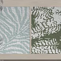 Stylish Square Rugs Featuring Blue White Stripes And Green Leaf Patterns