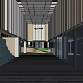 Modern Urban Commercial Complex with High Rise Buildings Central Plaza Green Spaces and Water Features