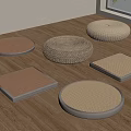 Woven Floor Cushions In Various Shapes On Wooden Floor With Natural Light