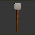 Worn Metal Head Hammer Hardware Tool With Wooden Handle Isolated On Dark Background