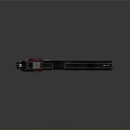 Black and Red Pistol With Metallic Finish On Gray Background Showing Reflection