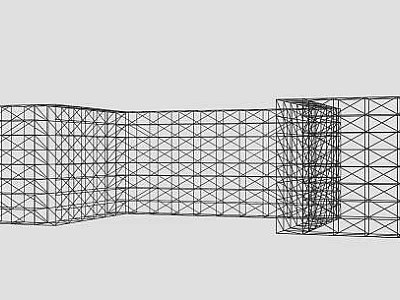 Technology Exhibition Hall Architectural Wireframe Model With Grid Structure Design Elements 3d model