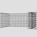 Technology Exhibition Hall Architectural Wireframe Model With Grid Structure Design Elements