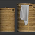 Two Wicker Storage Hamper Baskets with White Towel for Home Laundry Organization
