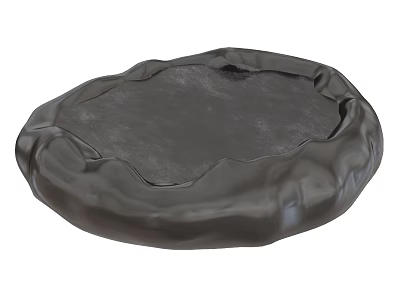 Stylish Black Round Coffee Table with Smooth Leather Like Surface and Ruffled Edge Detail 3d model