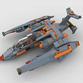 Gray And Orange LEGO Spaceship Model With Cockpit 3d model