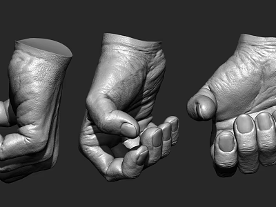 Detailed Hand Sculpture Carving With Different Gestures And Realistic Texture 3d model