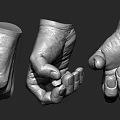 Detailed Hand Sculpture Carving With Different Gestures And Realistic Texture