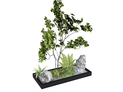 Plant combination tree stone landscape stone model