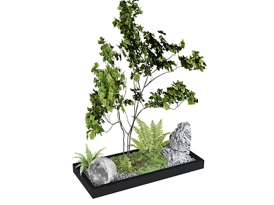 Plant combination tree stone landscape stone 3d model