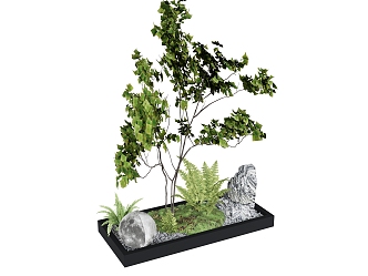 Plant combination tree stone landscape stone 3d model