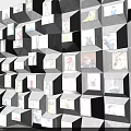 Creative 3D Cube Wall Design With Diverse Photos For Art Exhibition