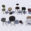 Modern Bar Stools With Various Styles Different Colors And Metal Frames 3d model
