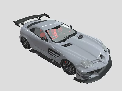 Sleek White Sports Car With Black Rear Spoiler Red Seats And Black Wheels 3d model
