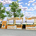 The booth at the clock-in point for bazaar activities is beautiful. 3d model