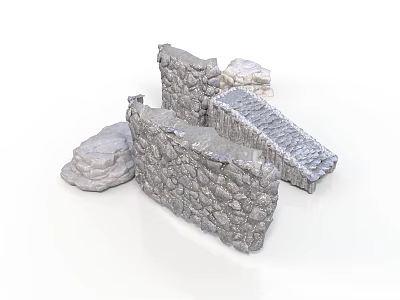 Detailed Architectural Stone Wall Construction With Segments Blocks And Textured Surfaces 3d model