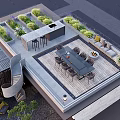 Roof Garden Terrace Design With Dining Table Sofa Bar Counter And Green Plants