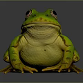 Realistic Green Yellow Spotted Frog With Large Eyes and Detailed Legs