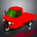 Red Three Wheeled Motorcycle Featuring Cab Cargo Bed And White Wheels 3d model