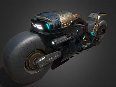 Futuristic Motorcycle With LED Lights And Streamlined Black Gold Tech Body Design 3d model