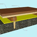 Hardware Tools For Wooden Floor Installation With Support Beams And Base Layer 3d model