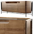 Modern Wooden TV Stand With Drawers Cabinets And Metal Frame Design