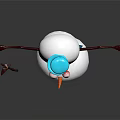 Cute Snowman With Blue Top Hat Blue Scarf Orange Nose And Stick Arms