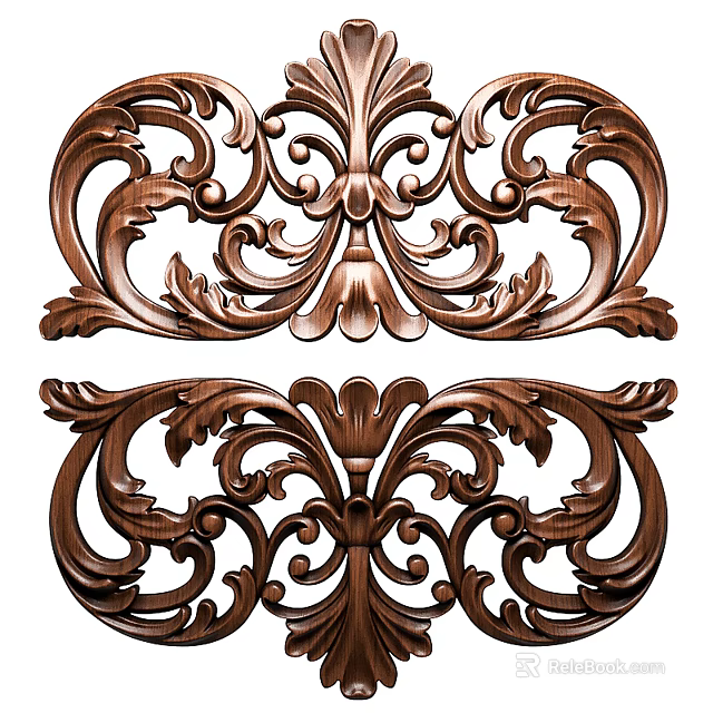 Elegant Bronze Wainscoting with Intricate Carved Patterns for Classic Wall Decoration 3d model 