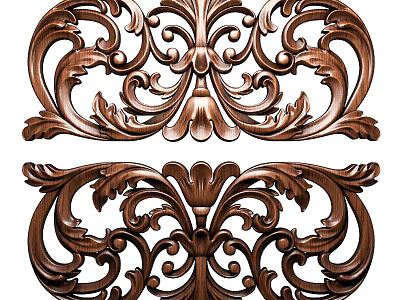 Elegant Bronze Wainscoting with Intricate Carved Patterns for Classic Wall Decoration 3d model