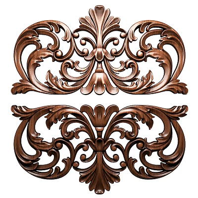 Elegant Bronze Wainscoting with Intricate Carved Patterns for Classic Wall Decoration 3d model