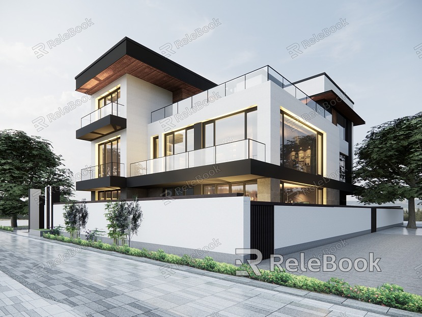 Modern Single-family Villa Single-family Villa Homestay Architecture model