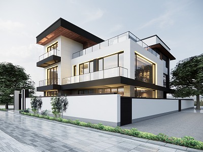 Modern Single-family Villa Single-family Villa Homestay Architecture 3d model