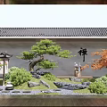 Traditional Japanese Rock Garden with Zen Pine Maple Trees Stone Lantern Raked Gravel And Moss