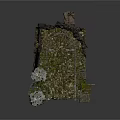 Natural Rocky Terrain 3D Model With Moss Covered Stones And Green Plants