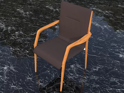 Modern Accent Chair With Dark Brown Upholstered Seat And Wooden Armrests Design 3d model