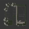 Modern Commercial Building Exterior With Landscaped Trees Parking Area And Greenery
