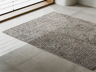 Modern Square Rug With Gray Woven Texture For Indoor Living Space Floor 3d model