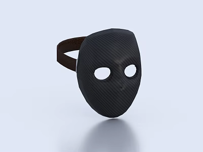 Black Carbon Fiber Mask With Two Eye Holes And Brown Strap Design 3d model