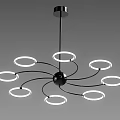 Stylish Modern Chandeliers With Circular Rings Spherical Bulbs And Metal Frames 3d model