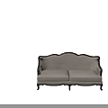 Beige Two Seater Sofa With Dark Wooden Carved Frame And Classical Design