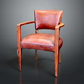 Comfortable Vintage Leather Upholstered Leisure Chair With Wooden Frame And Armrests