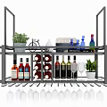 Stylish Modern Wine Racks With Wine Bottles Glasses Plants And Decorative Items